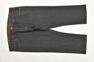 Linea Uomo Men's Relaxed Straight Jeans W44 x L30 Black Cotton Blend Stretch